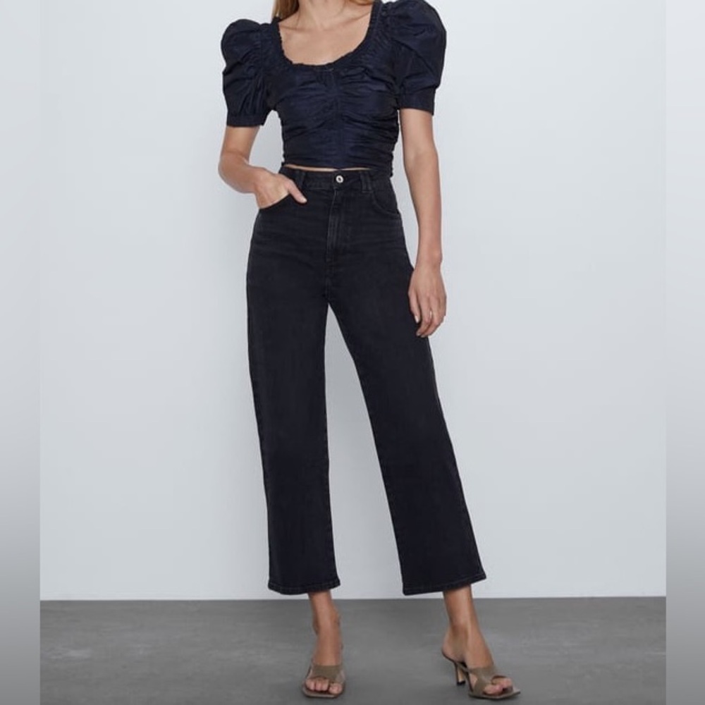 Zara Z1975 Super High Rise Vintage Slim Fit Jeans in Black Size 6